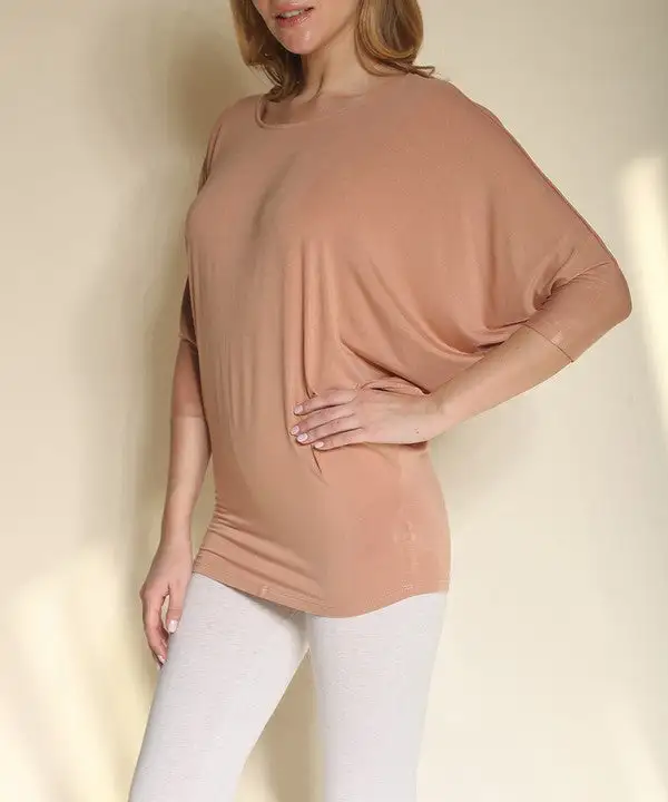 Bamboo Side Ruched Dolman Top