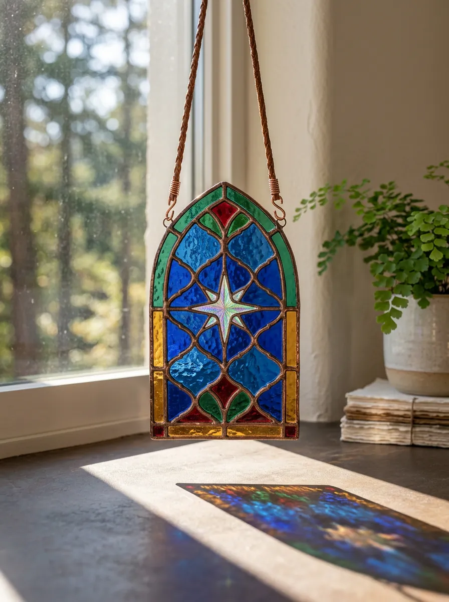 Gothic Star Stained Glass Printed Suncatcher