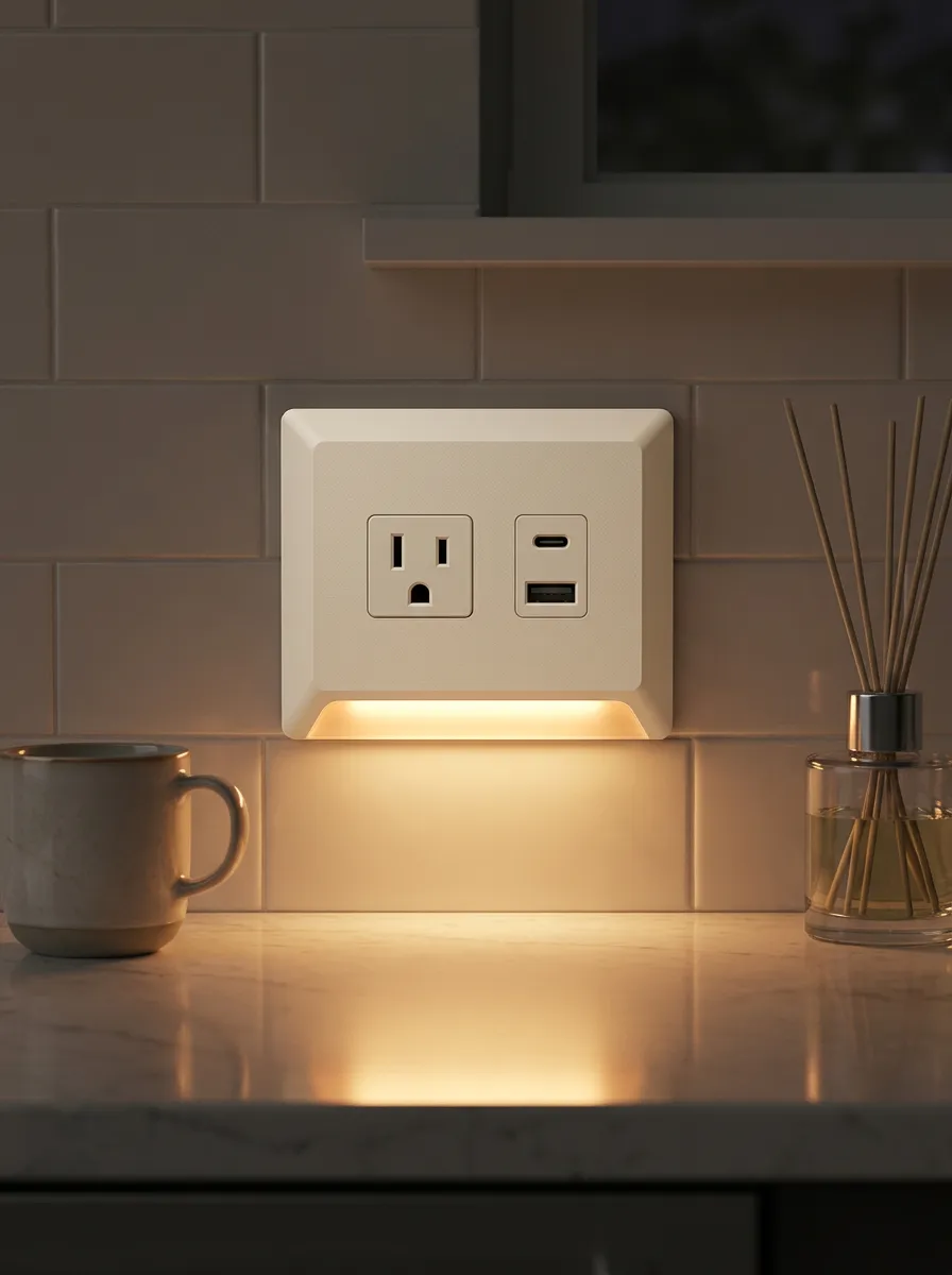Slim-Bezel Modern Minimalist Warm Glow Printed LED Outlet Cover