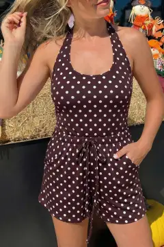 Halter Polka-Dot Drawstring Matching Set