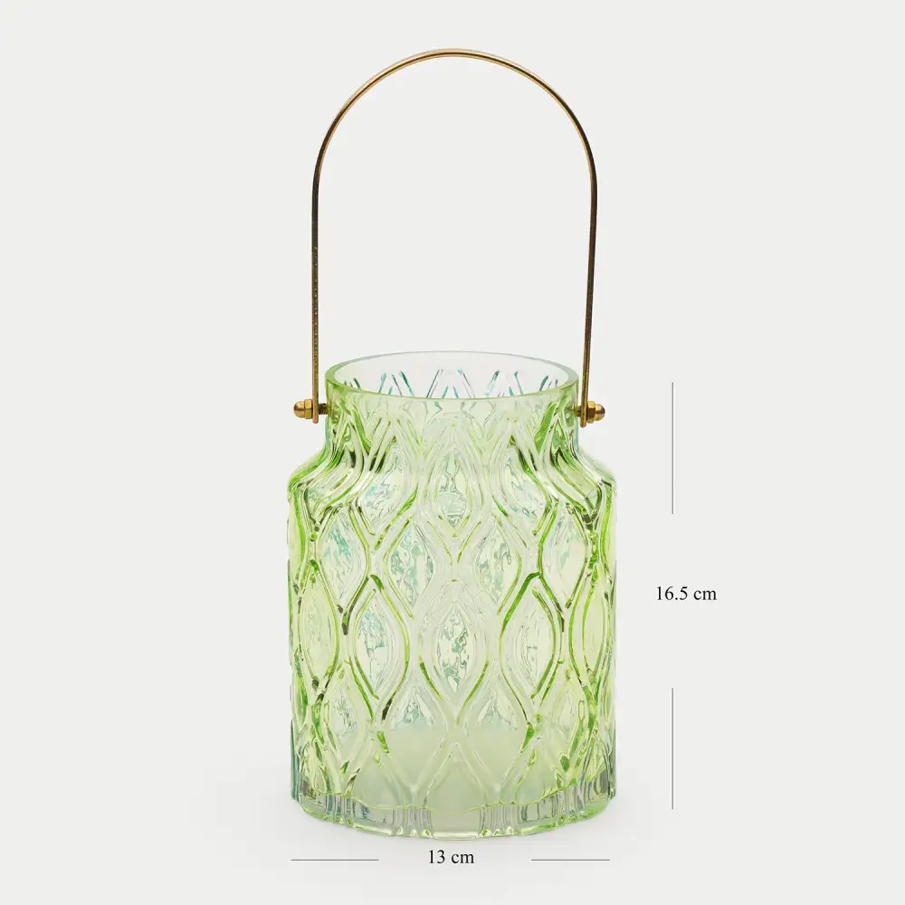 Green Blue Ombre Textured Glass Lantern