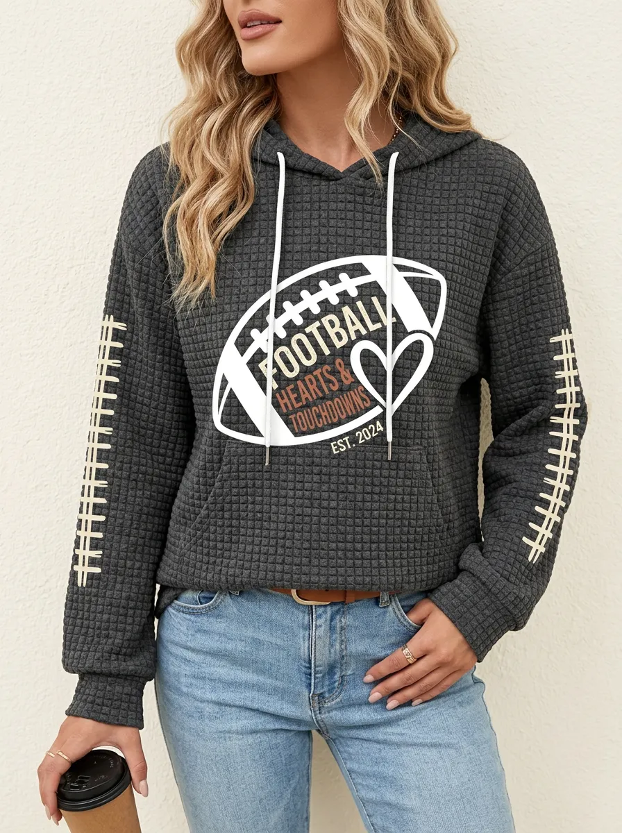 Women's Gridiron Heart Ball Touchdown Graphic Hoodie