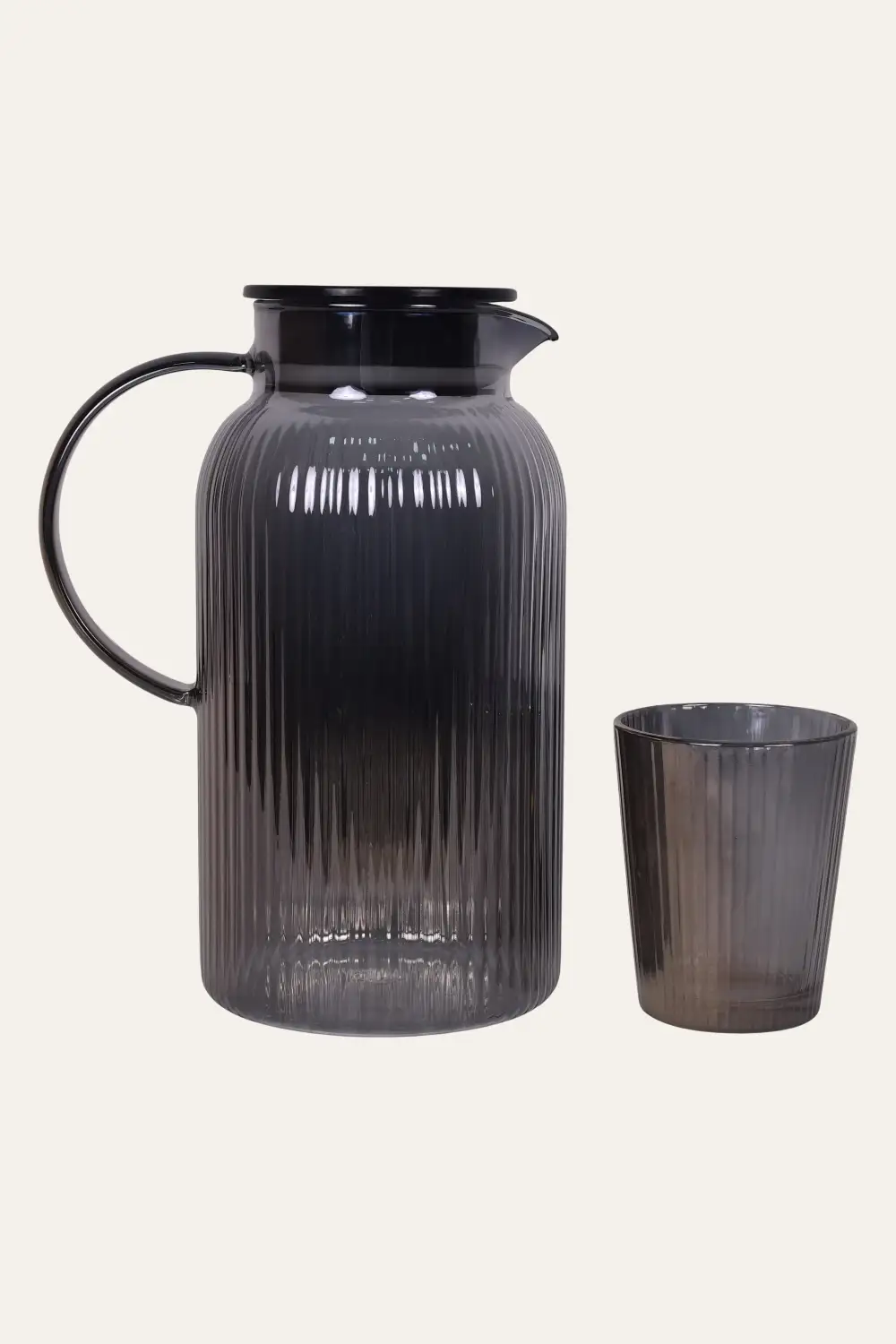 Ribbed Glass Water Pitcher