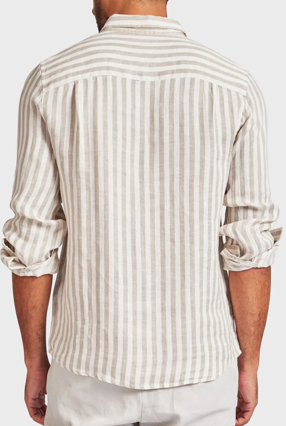 Vertical Stripe Cotton Casual Button Down Shirt