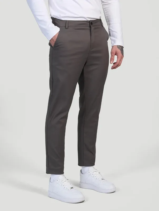 Grey Stretch Pants Clean Cut