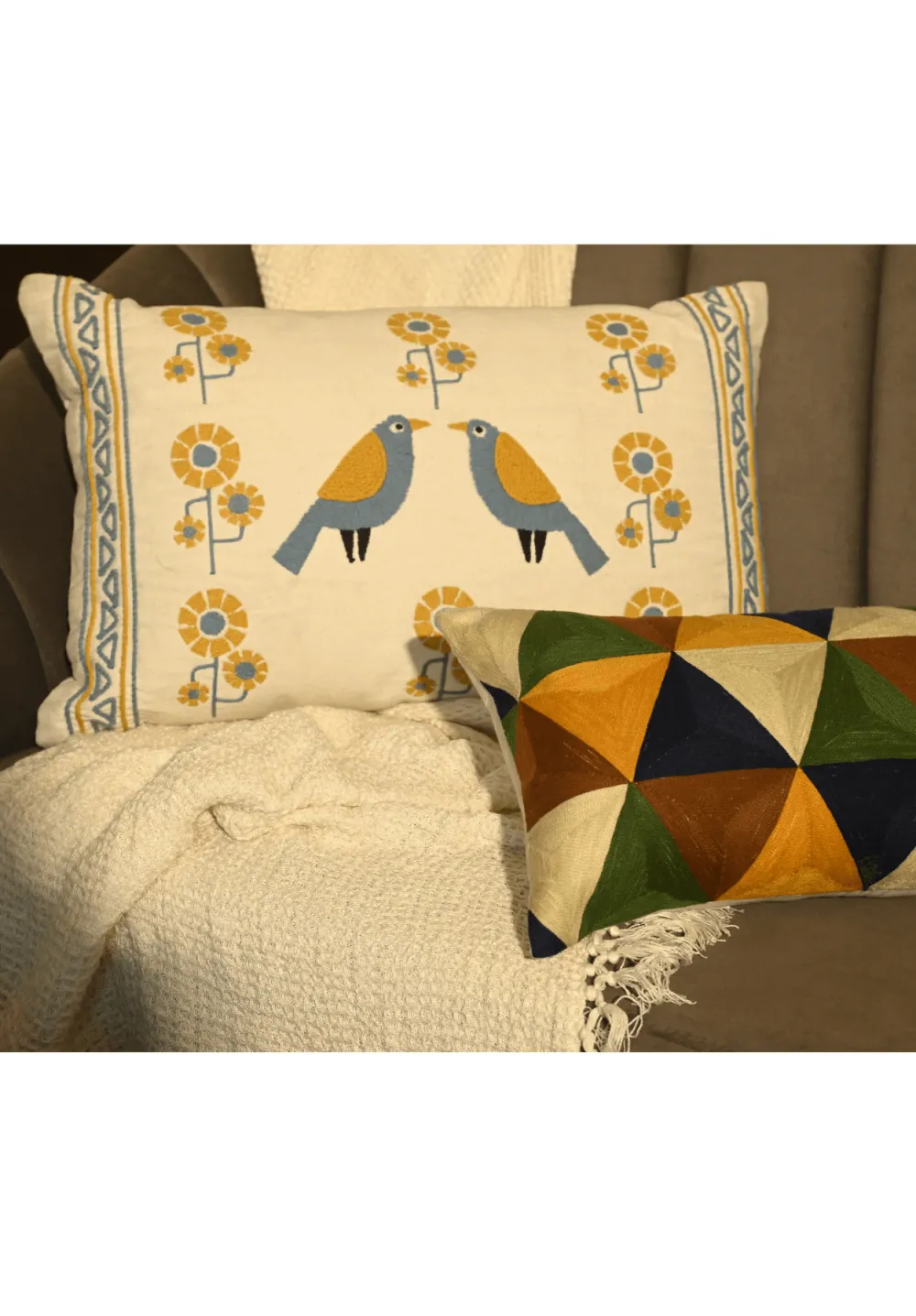 Handwoven Animal Motif Cotton Lumbar Decorative Cushion Cover
