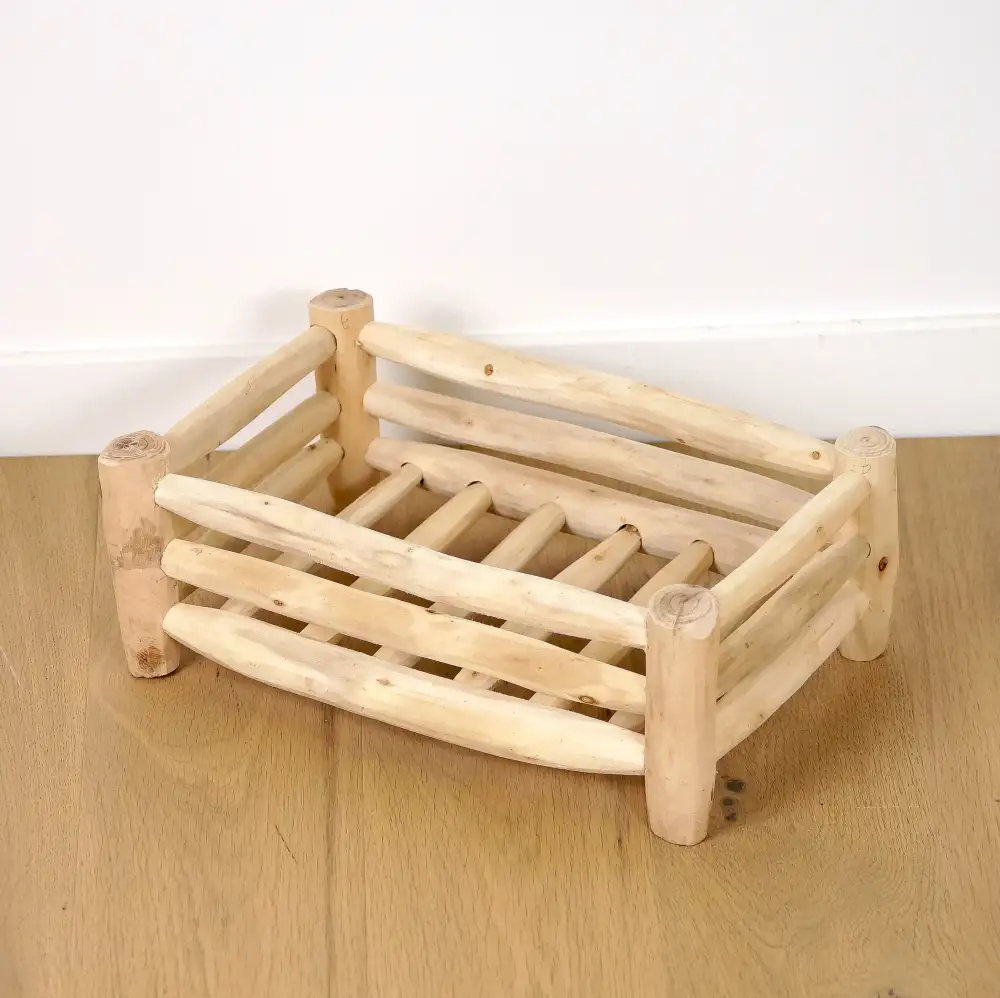 Raw Wood Produce Storage Basket