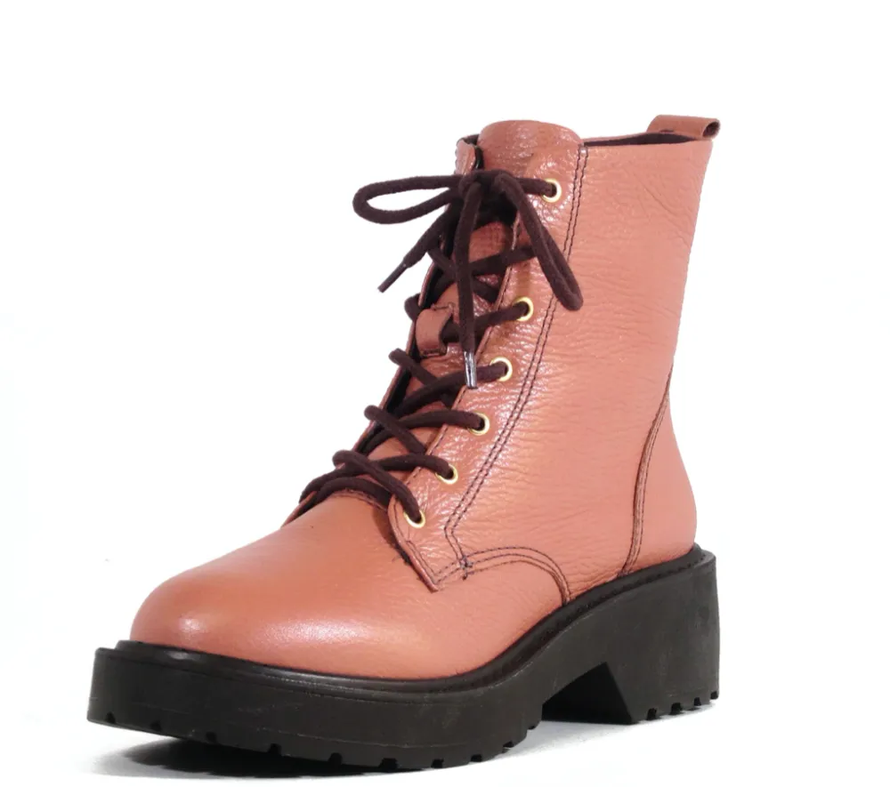 Patent Lace Up Combat Ankle Boots