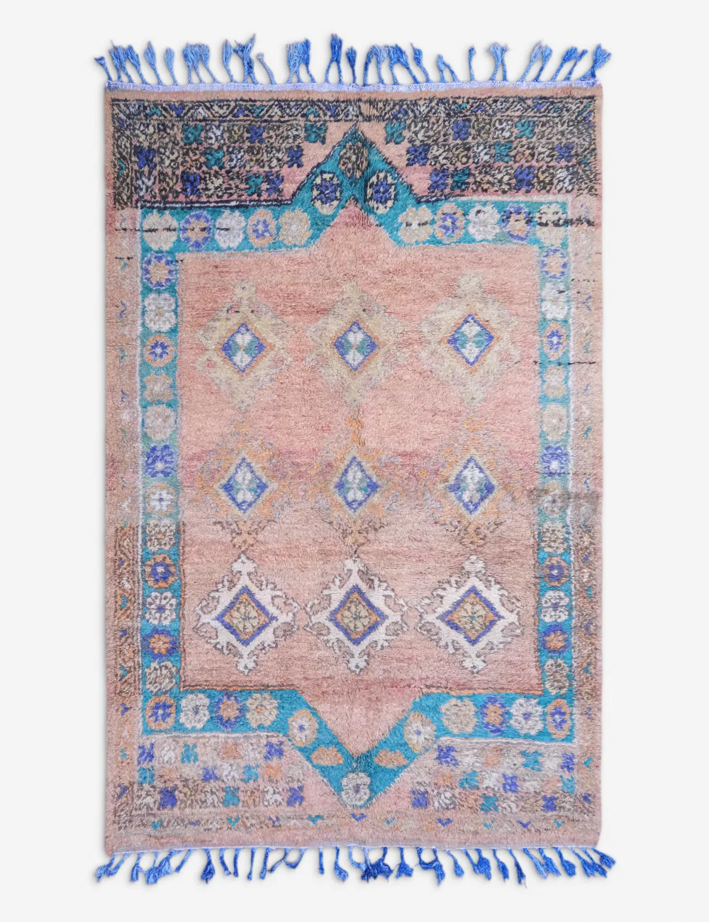 Distinctive Rich Moroccan Inspired Hand Knotted Wool Area Rug