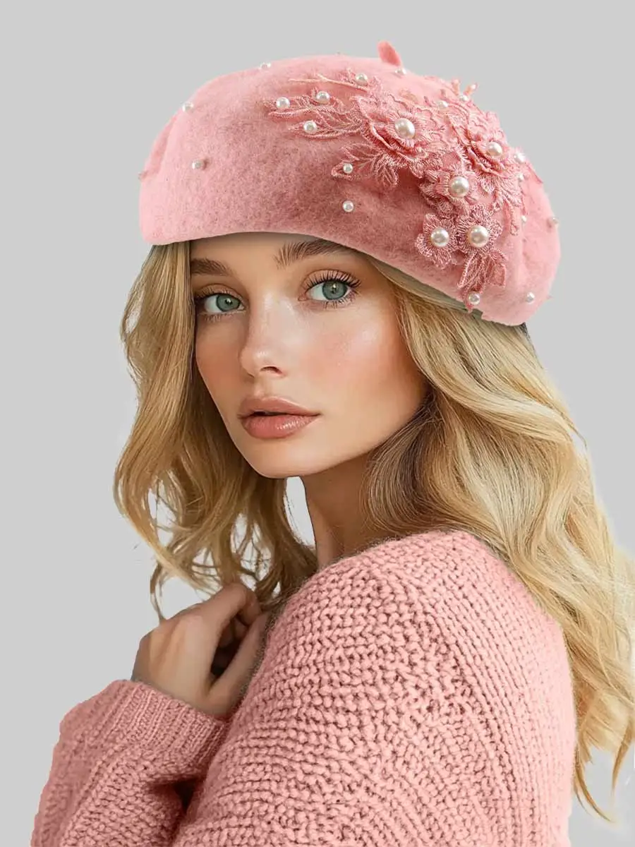 Mariana Pearl Beaded Lace Beret