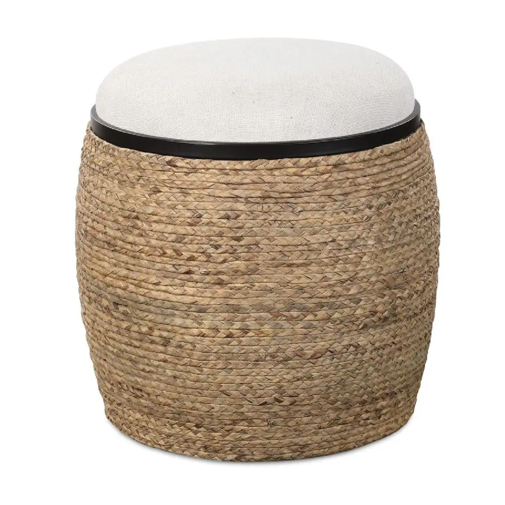 Braided Straw Round Ottoman