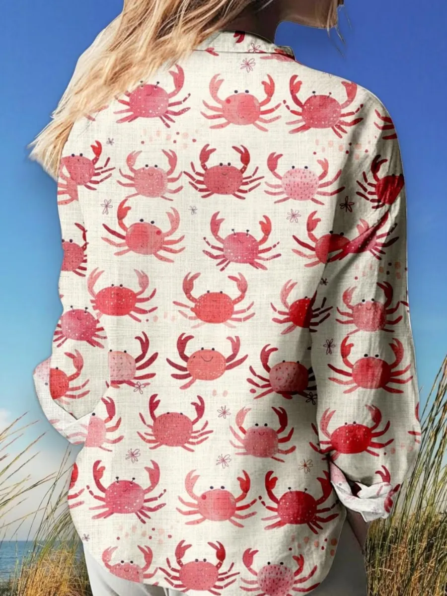 Cute Crab Print Shirt