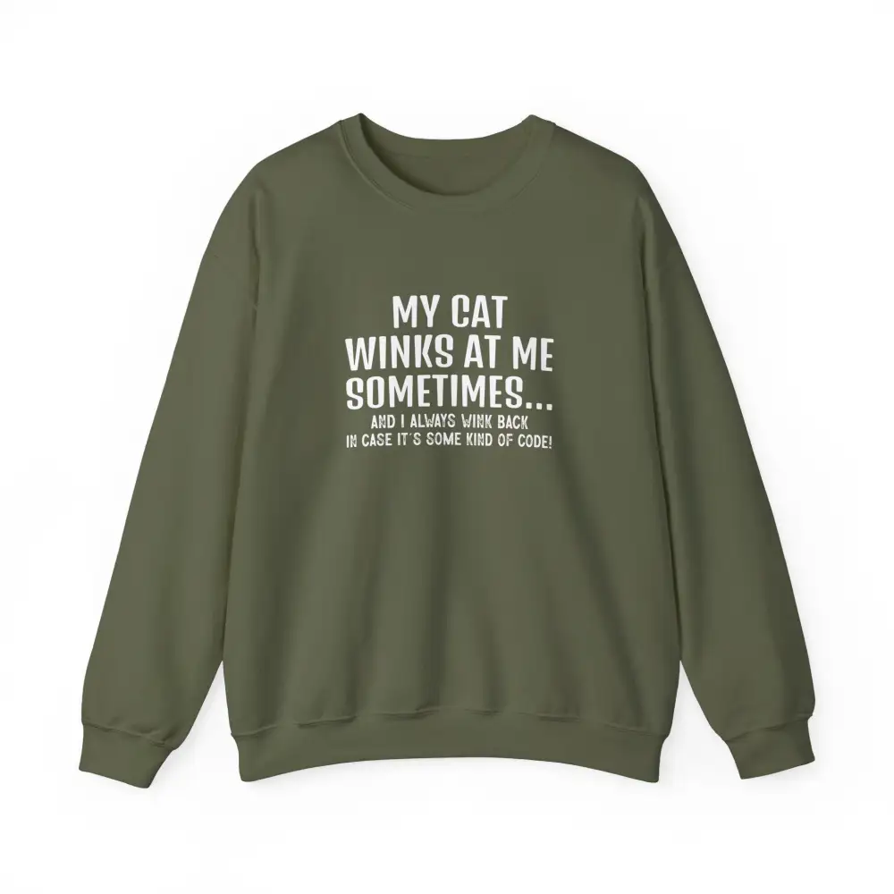 Winking Cat Graphic Crewneck Sweatshirt