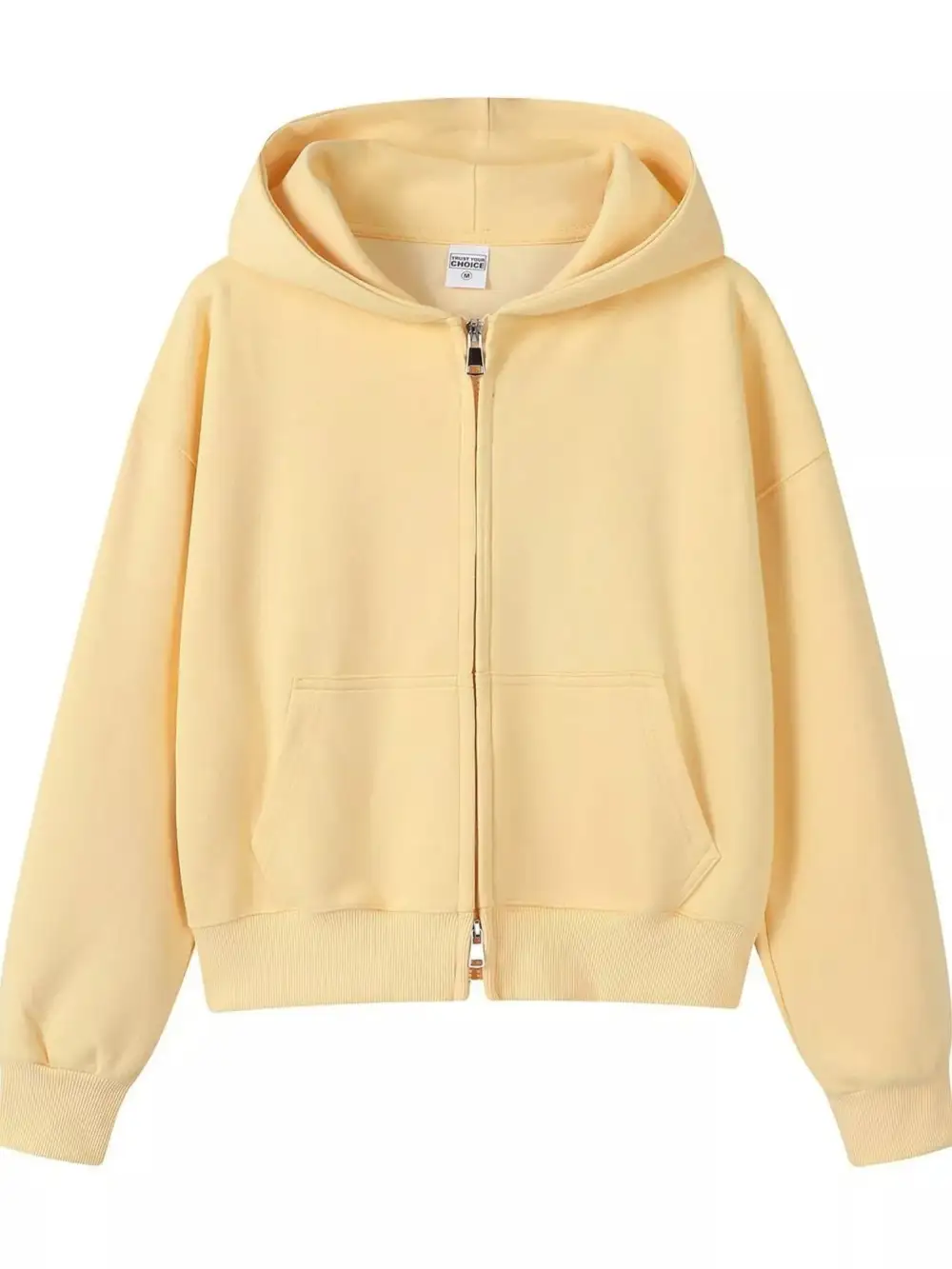 Zip-Detail Pocketed Long-Sleeve Hoodie