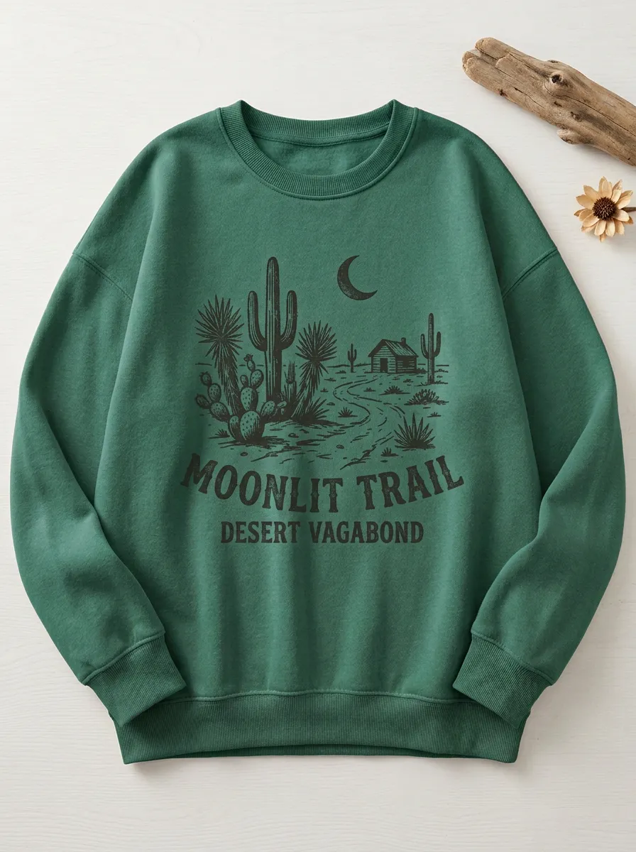 Desert-Inspired Cactus Desert Western Graphic Sweatshirt