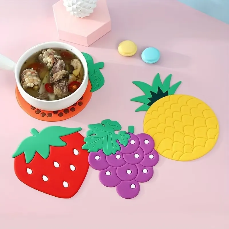 4 Pcs Fruit Shaped Silicone Coaster