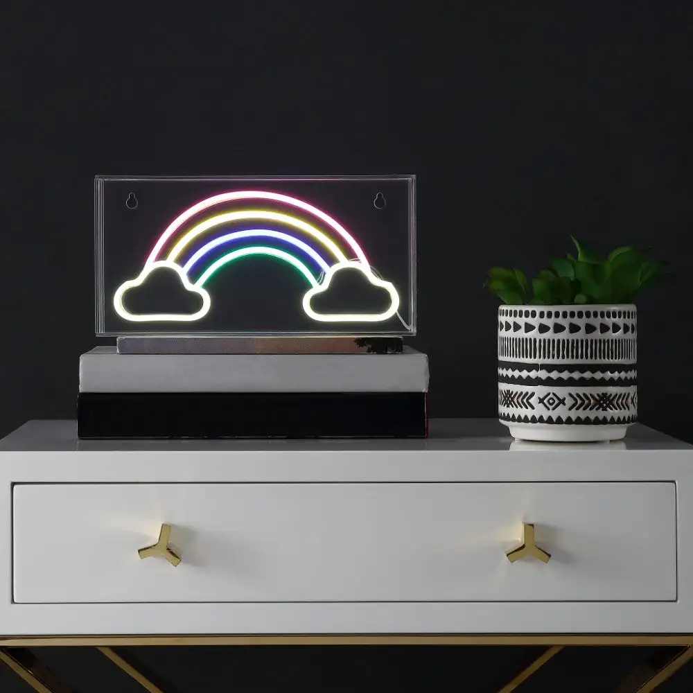 Contemporary Glam Acrylic Box USB Operated LED Neon Light