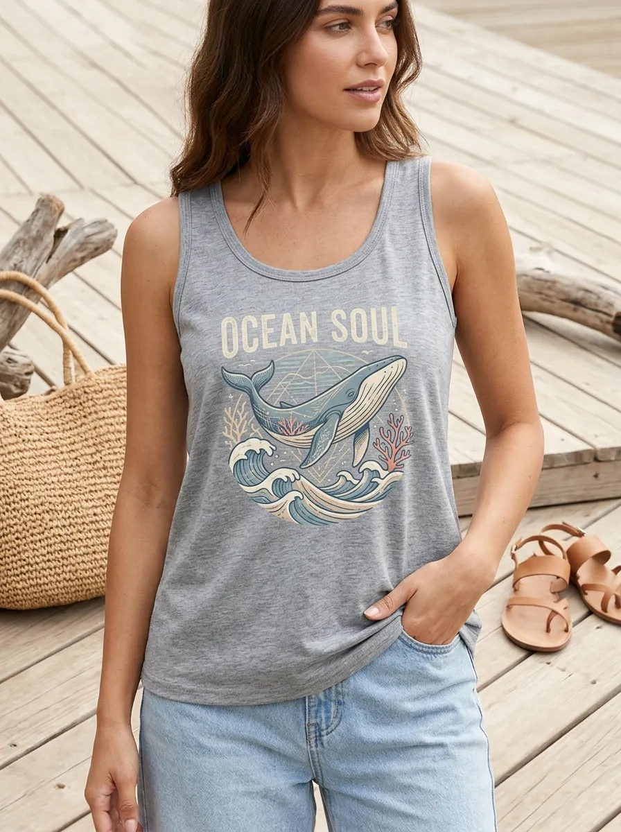 Ocean Lover Whale Tank Top Everyday