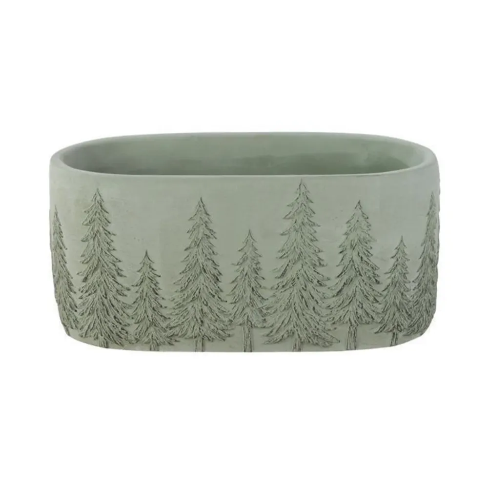 Oval Pine Cement Planter