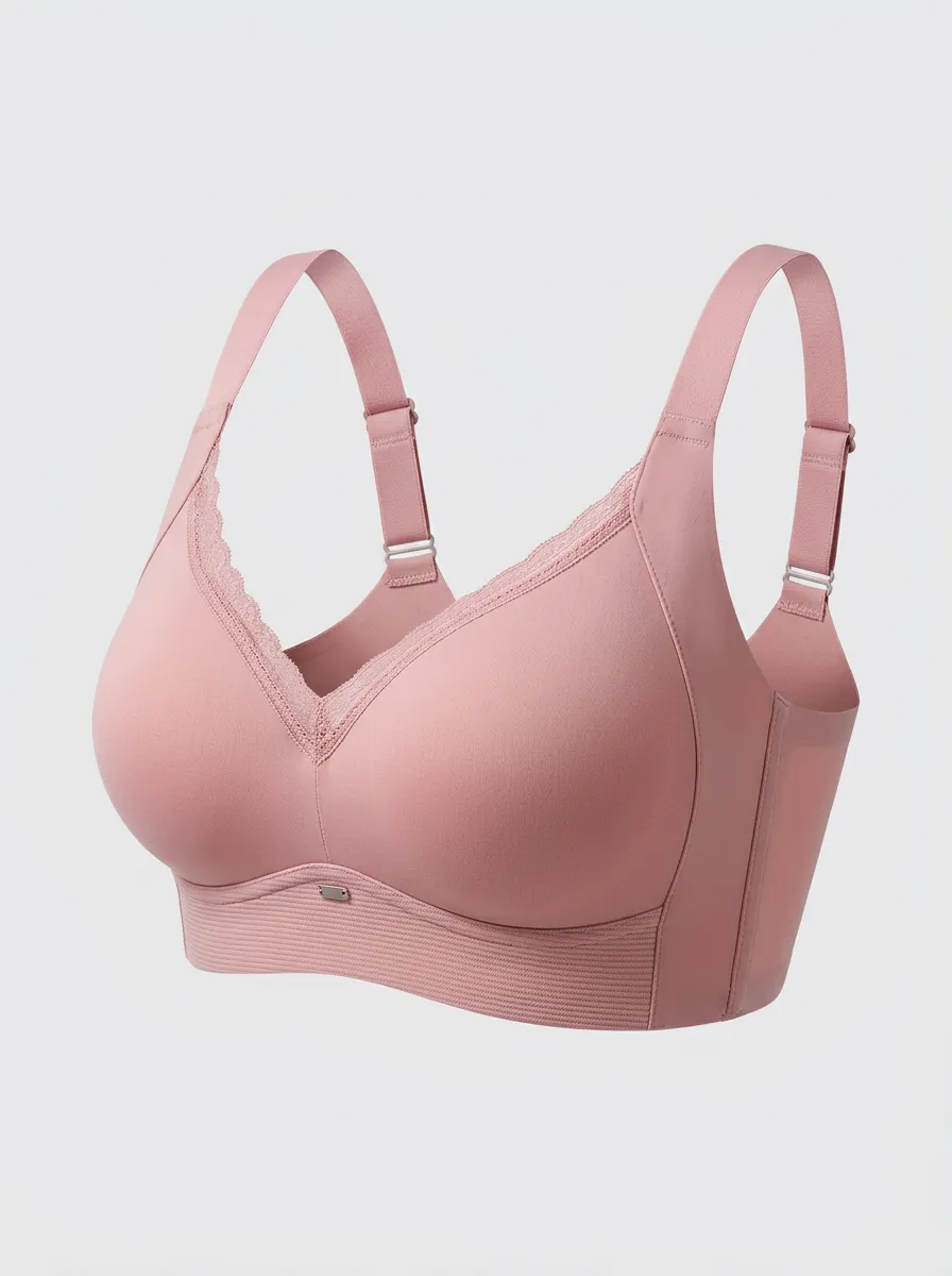 Refined Wireless Full-Coverage Lace Core Style Women's Bra