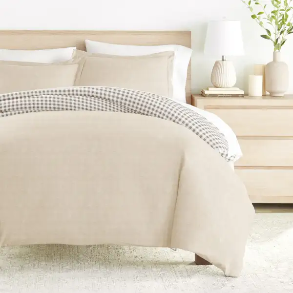 Gingham Check Pattern Reversible Duvet Cover Set