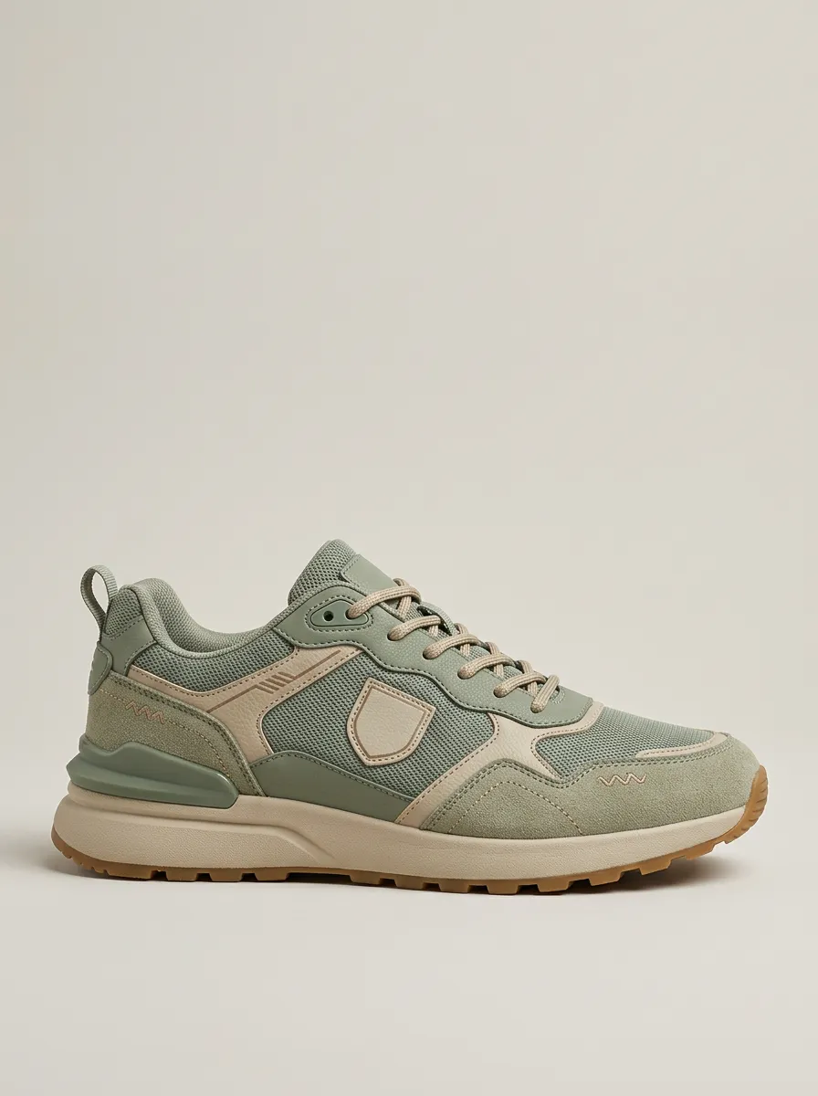 Unisex Casual Suede Mesh Print Sneakers