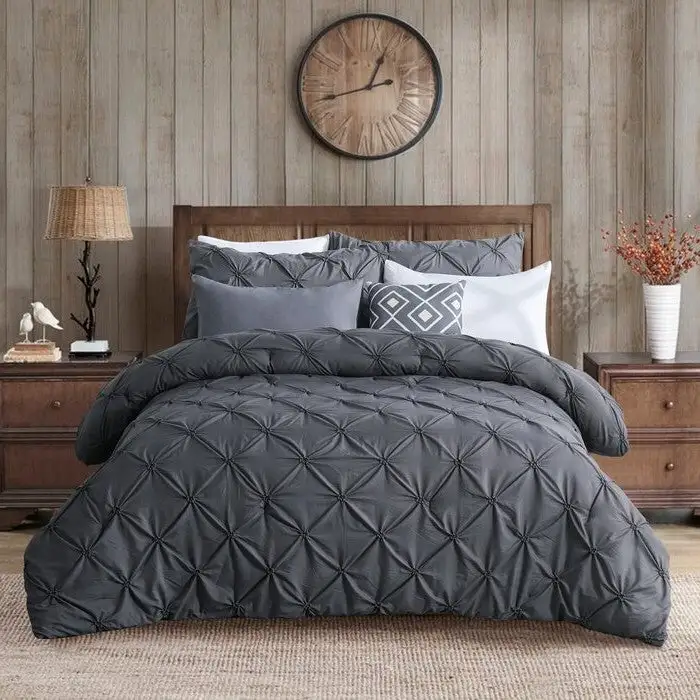 Casual Microfiber Reversible Pleated Comforter Bedding Set