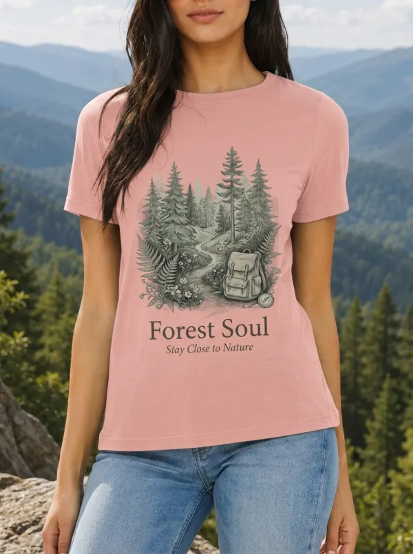 Women's Hiking Lover Forest Soul Backpack Printed T-shirt