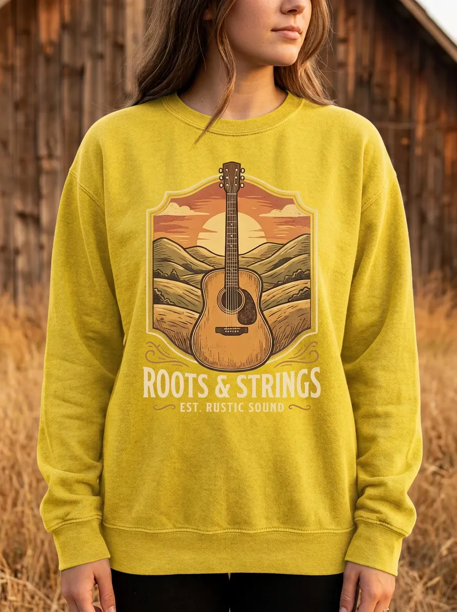 Guitar Unisex Country Music Crew Neck Sweatshirt