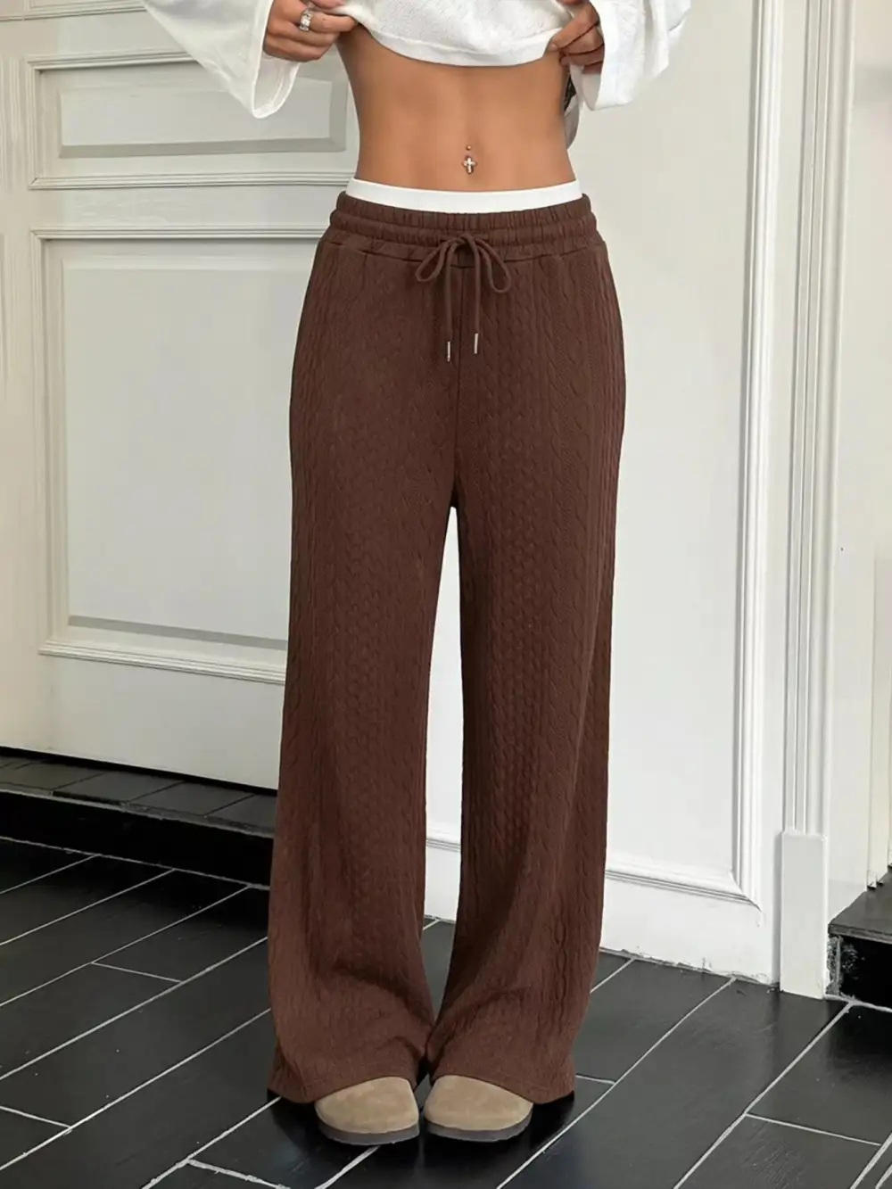 Wide Leg Casual Trousers