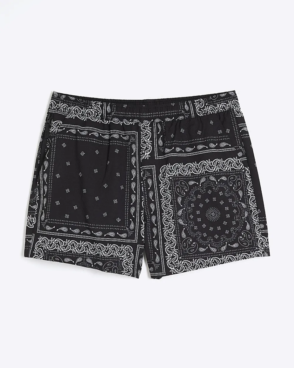 Men's Black Art Print Bandana Short