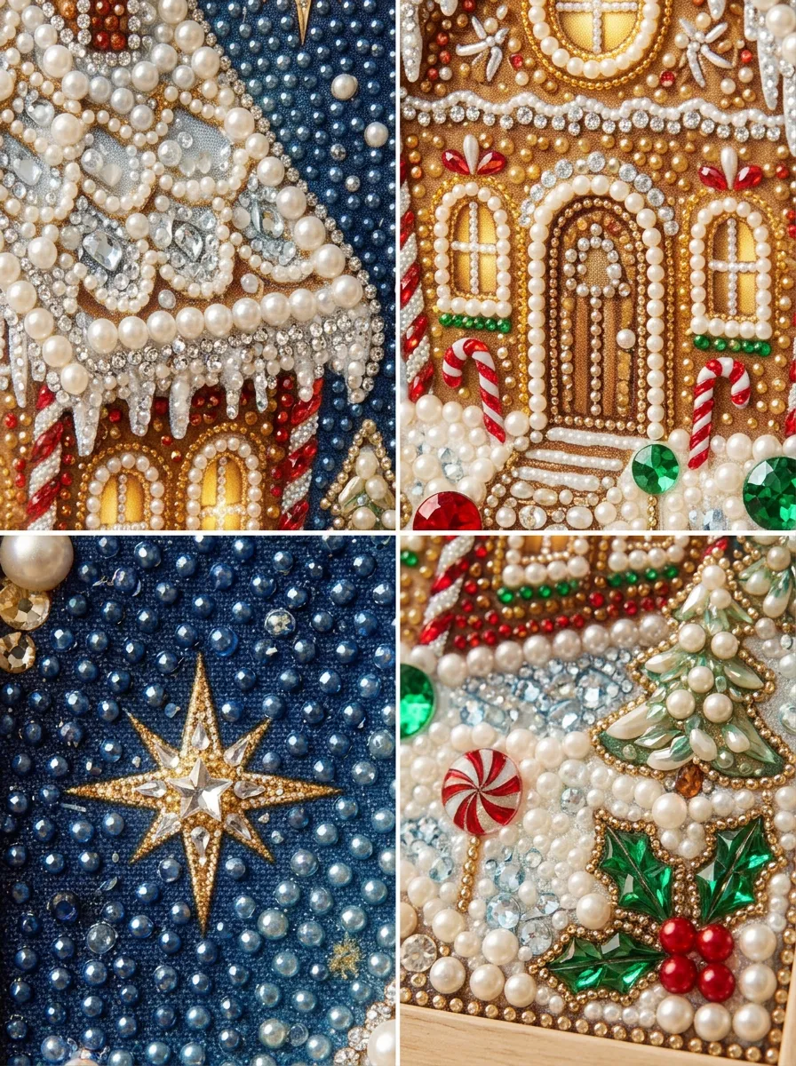 Christmas Gingerbread House Pearl Art Painting