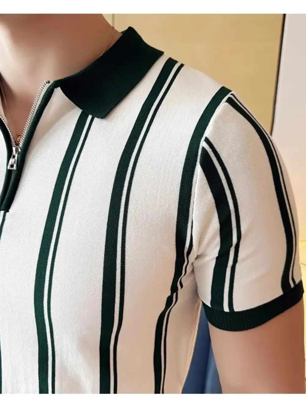 Simple Striped Collared Polo Shirt