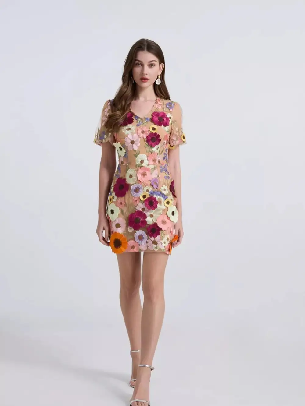 Puff-Sleeve Floral Mini Dress