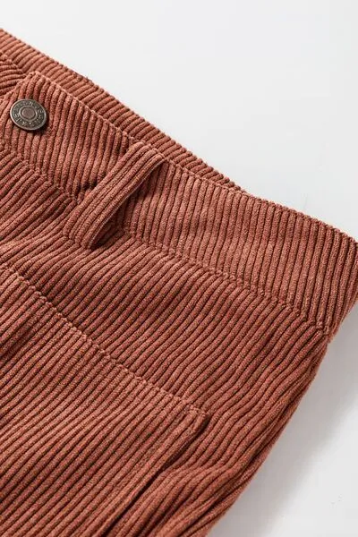 High Waist Square Pocket Corduroy Pants