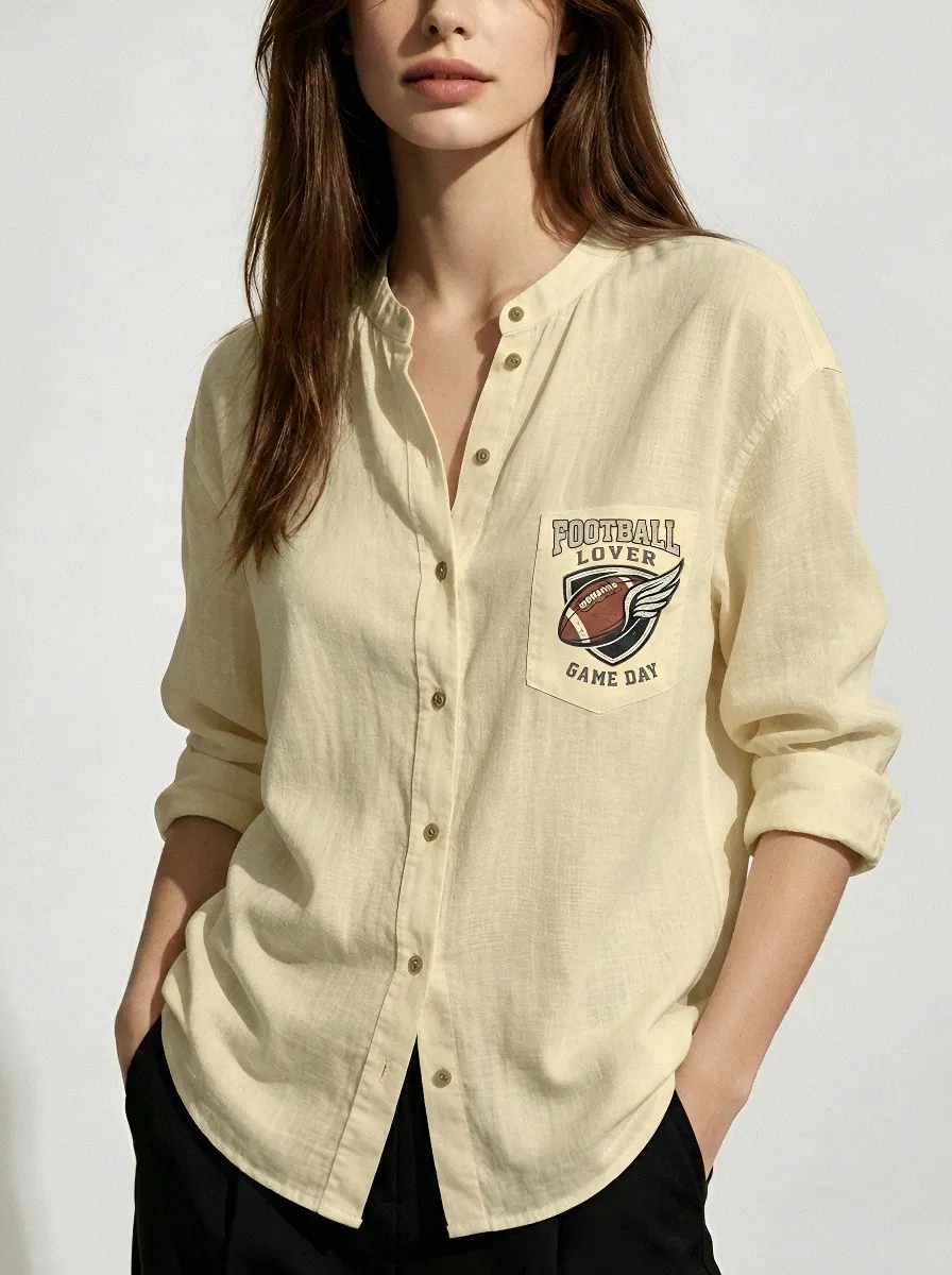 Women's Football Lover Winged Ball Game Day Printed Shirt