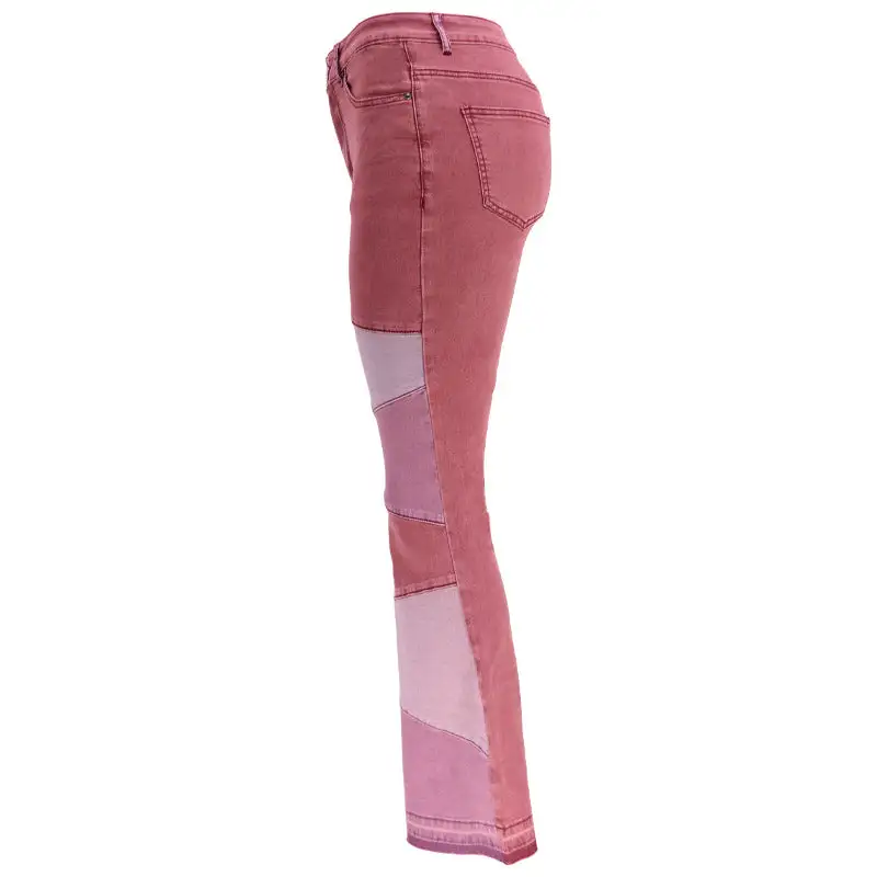Denim Wide Leg Patchwork Jeans