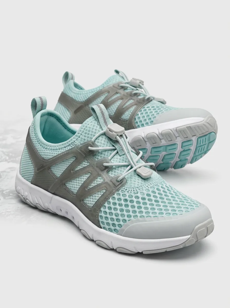 Women's Mint Green Mesh Lightweight Printed Shoes