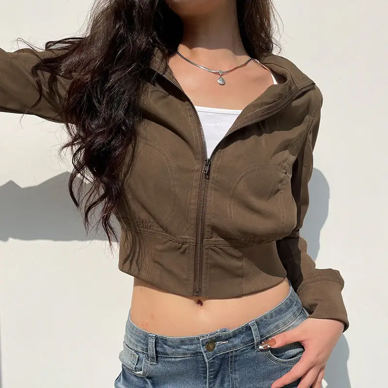 Cropped Stand Collar Bomber Jacket