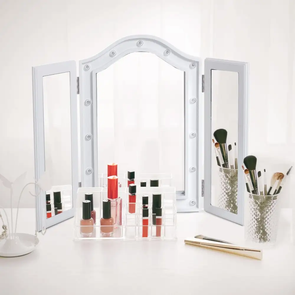 Tri Fold Illuminated Vanity Mirror