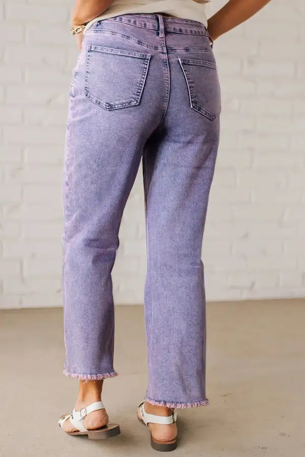 Raw Hem Washed Denim Jeans