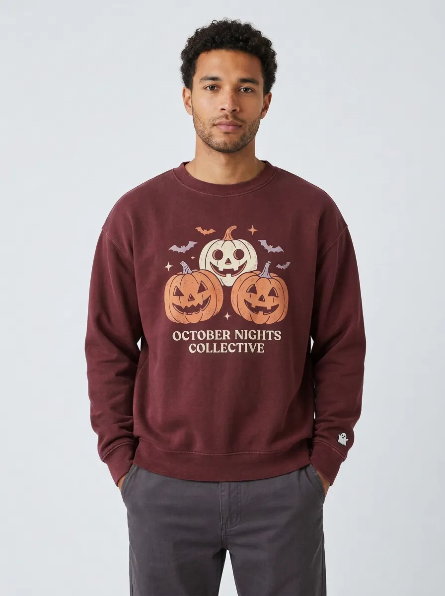 Men's Halloween October Night Pumpkin Sweatshirt