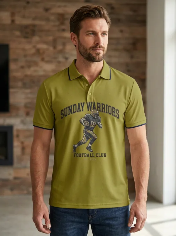 Men's Sunday Warriors Football Player Graphic Polo Shirt