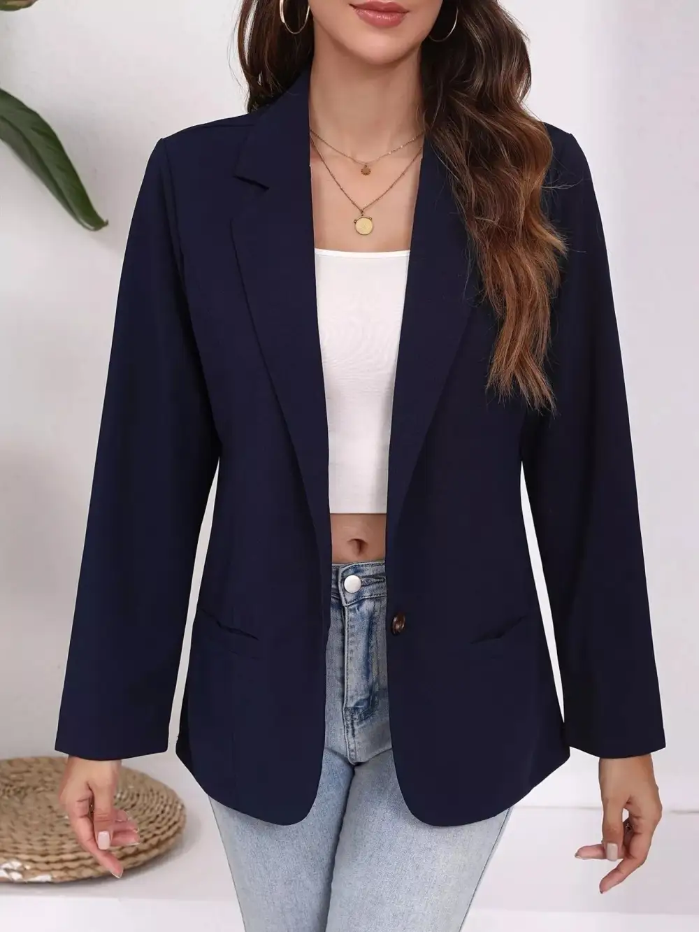 Plus Size Lapel Collar Single-Button