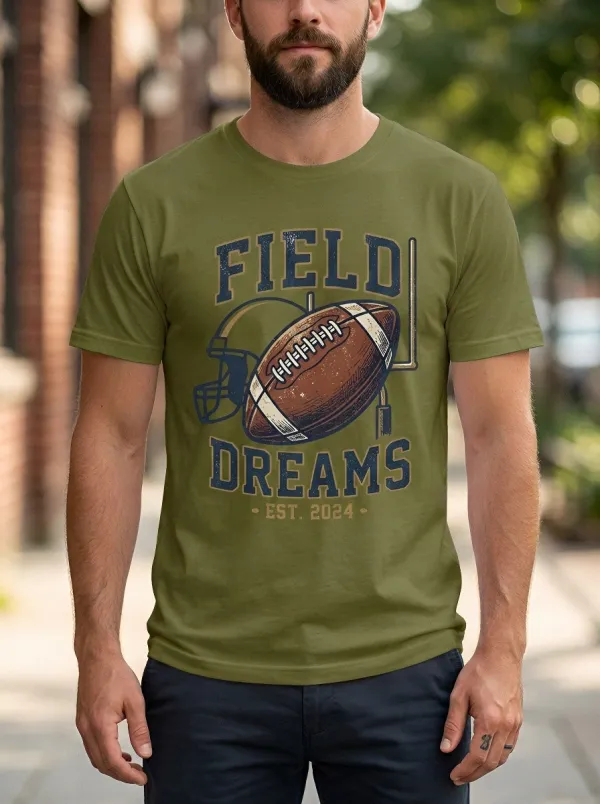 Men's American Football Field Dreams Helmet Graphic T-shirt