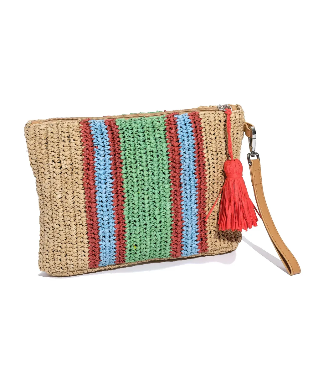 Vacation Essential Stripe Crochet Beach Clutch
