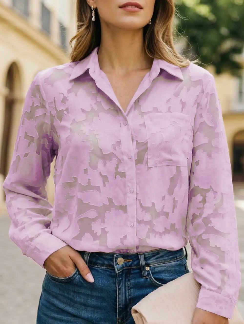 Loose Draped Chiffon Blouse