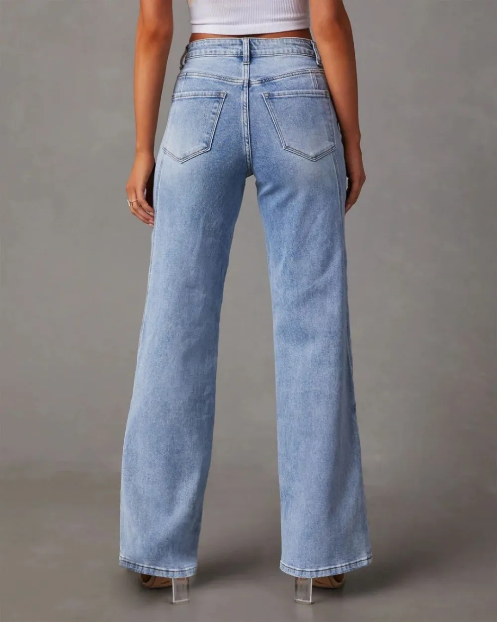 Front-Seam Mid-Rise Straight Jeans
