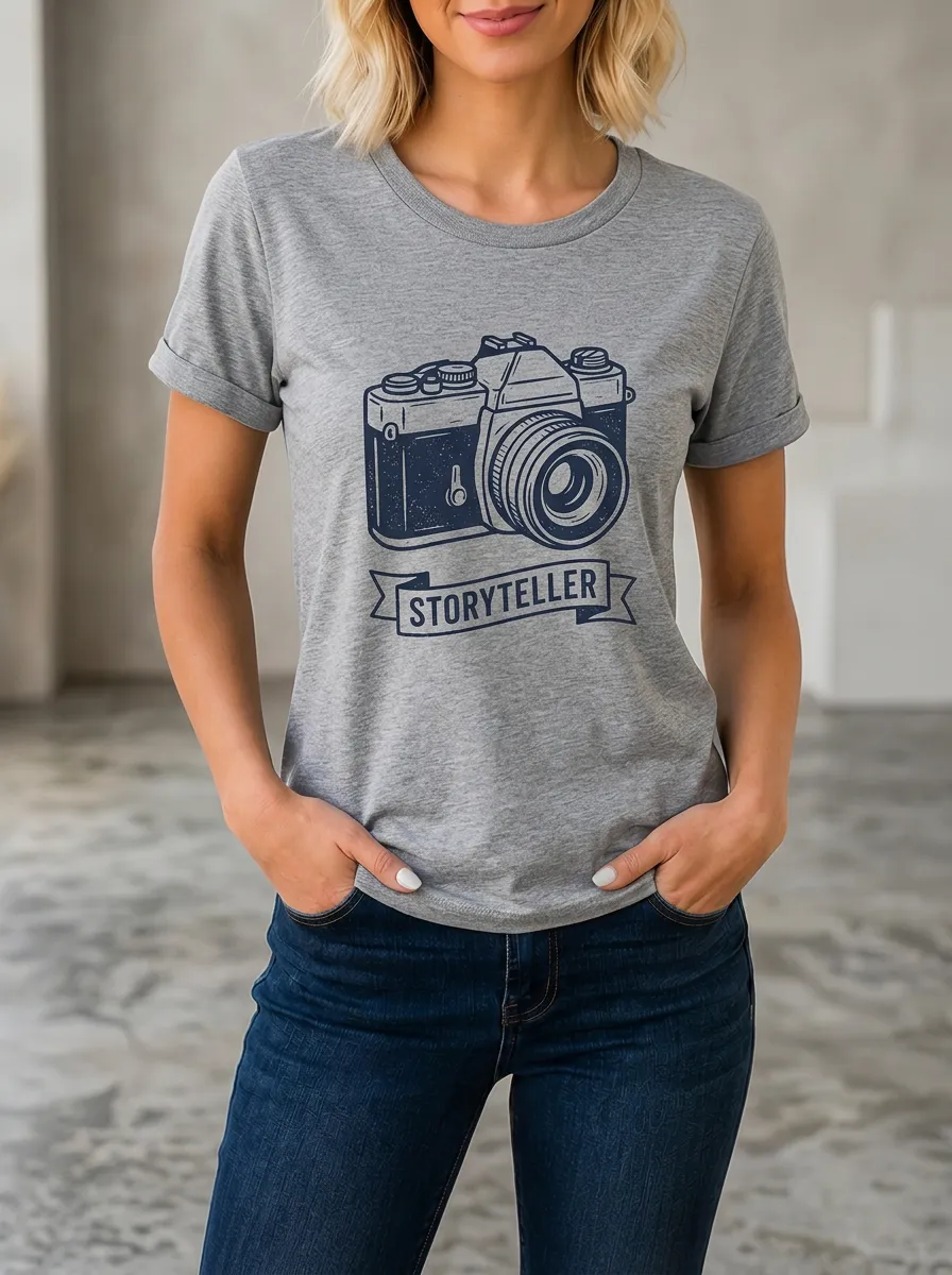 Women's Photography Lover Storyteller Camera Printed T-shirt