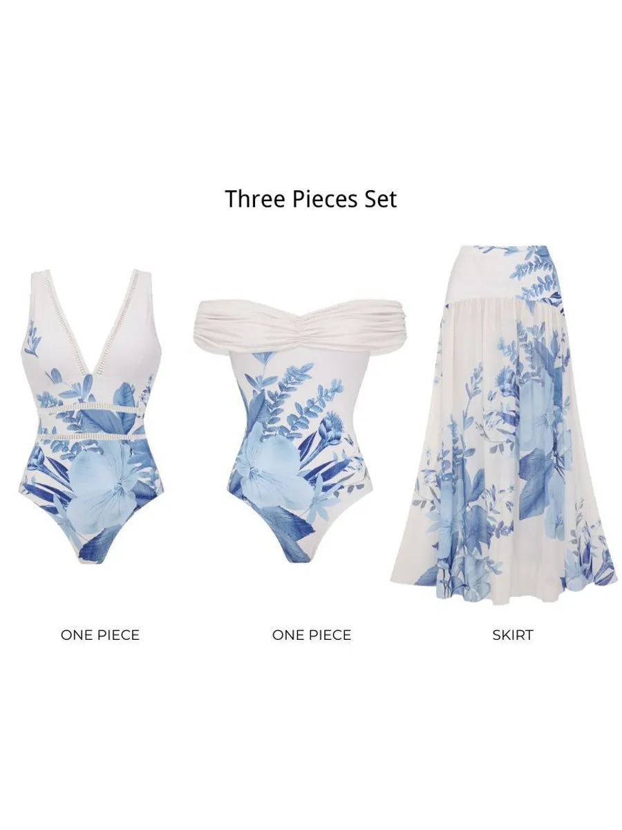 Natalya V Neck Blossom Print Swimsuit Set